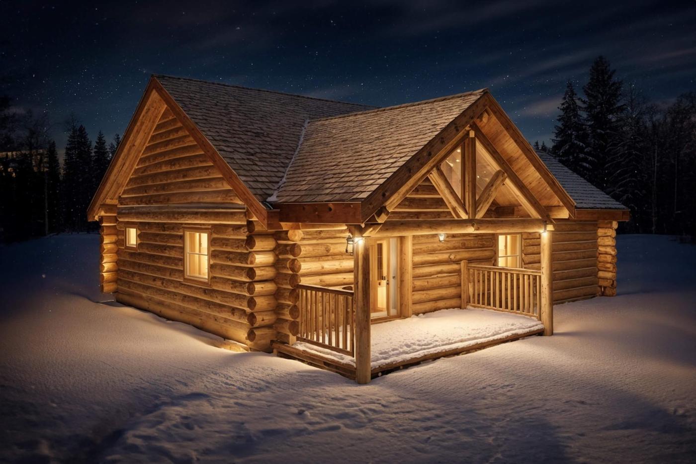 Lost Park log cabin in snow